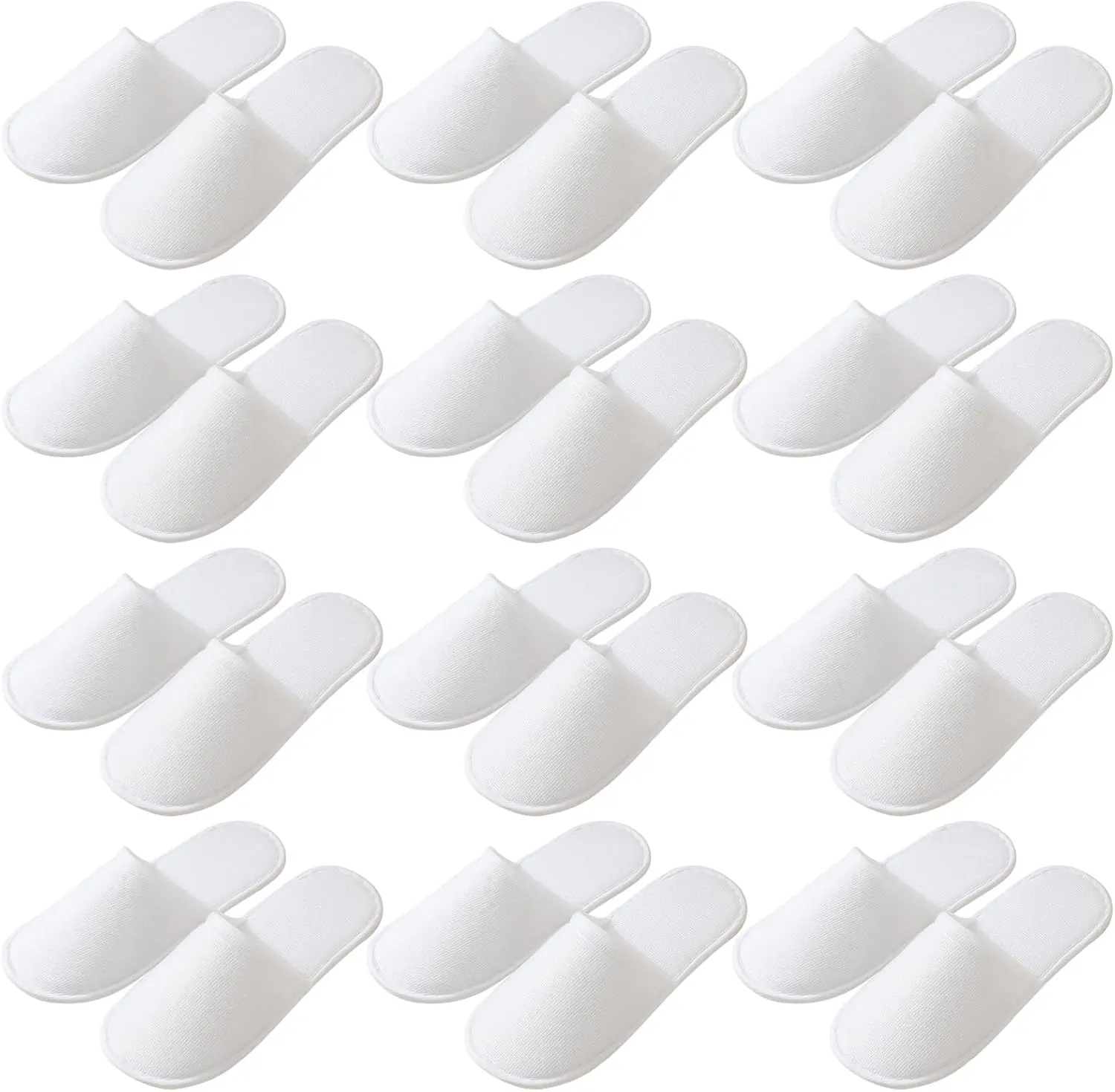 12 Pairs Slippers,Disposable Hotel Slippers for Guests,Non Slip House Slippers, Cotton Closed Toe Slippers,Washable & Reusable,Fits up to Adult US Men Size 10 & Women Size 11