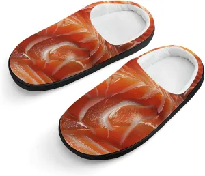 3D Funny Realistic Food Salmon Sushi Kids Toddler Cotton Slippers Slip-on House Shoes for Bedroom Indoor Outdoor
