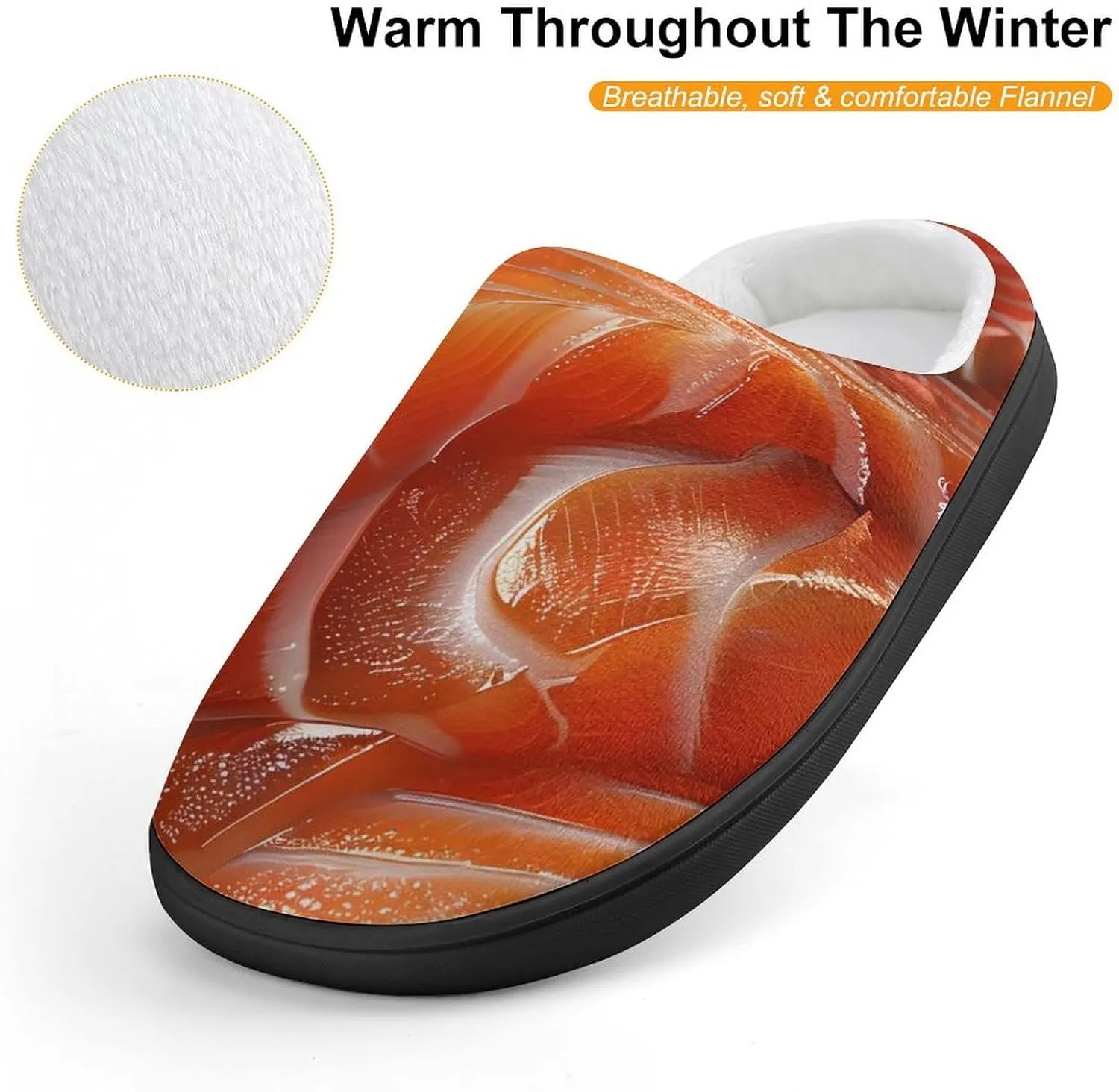 3D Funny Realistic Food Salmon Sushi Kids Toddler Cotton Slippers Slip-on House Shoes for Bedroom Indoor Outdoor