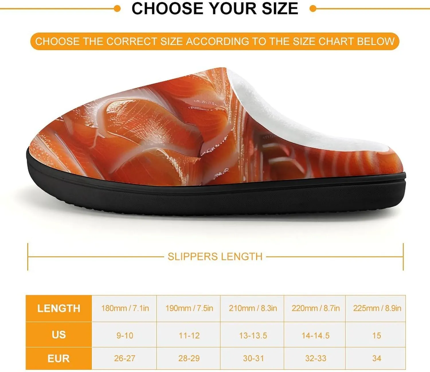 3D Funny Realistic Food Salmon Sushi Kids Toddler Cotton Slippers Slip-on House Shoes for Bedroom Indoor Outdoor