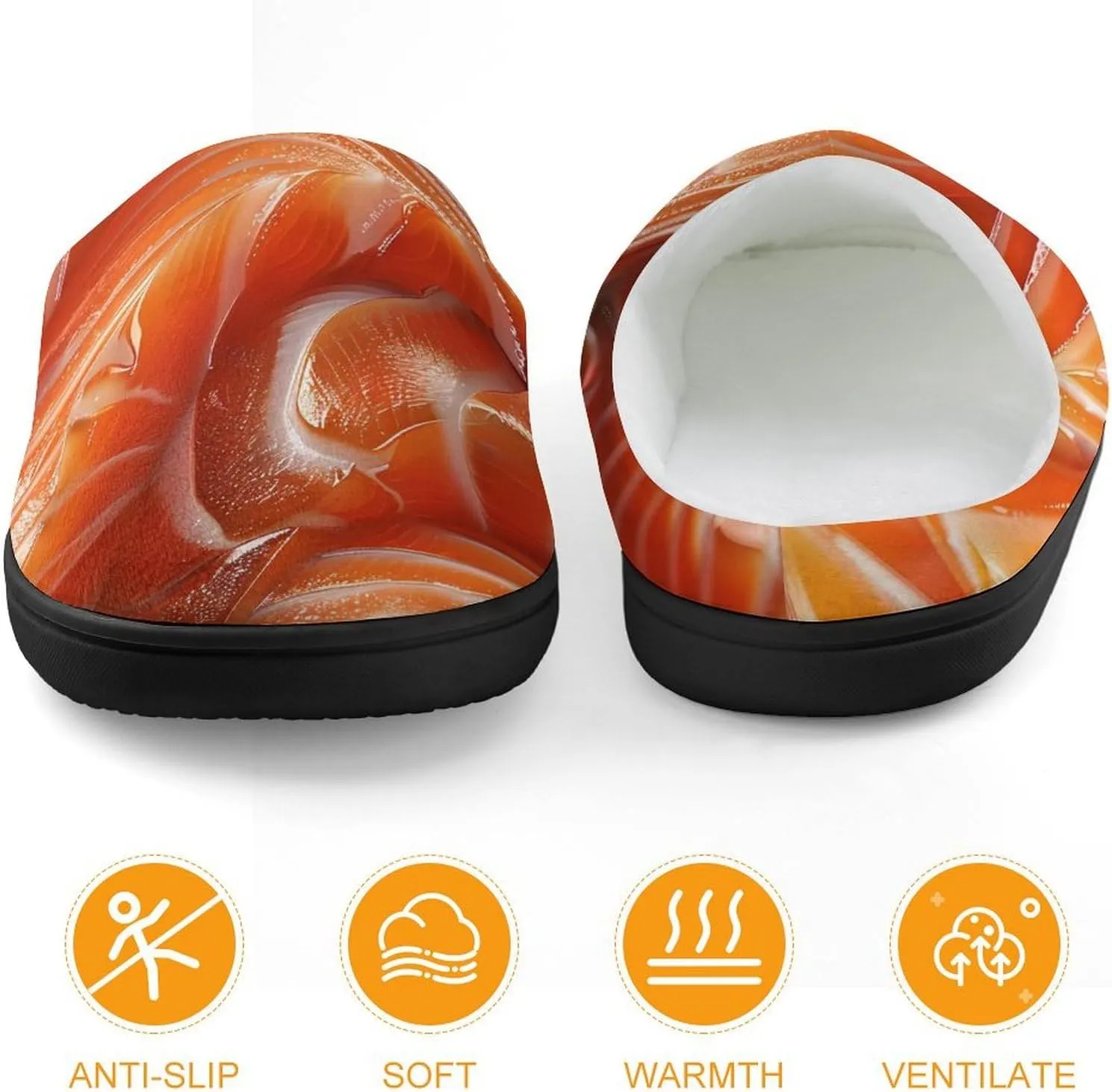 3D Funny Realistic Food Salmon Sushi Kids Toddler Cotton Slippers Slip-on House Shoes for Bedroom Indoor Outdoor
