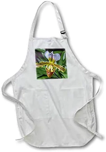 3dRose Full Length Apron with Pockets 22w x 30l - Venus Slipper Orchid Flower
