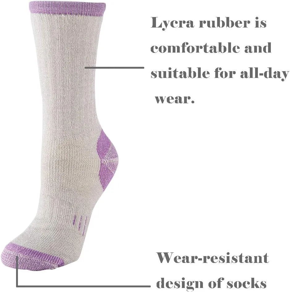 70% Merino Wool Women Crew Socks - Hiking Outdoor Athletic Thermal Thickening Cushion …