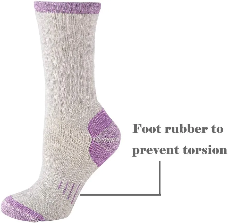 70% Merino Wool Women Crew Socks - Hiking Outdoor Athletic Thermal Thickening Cushion …