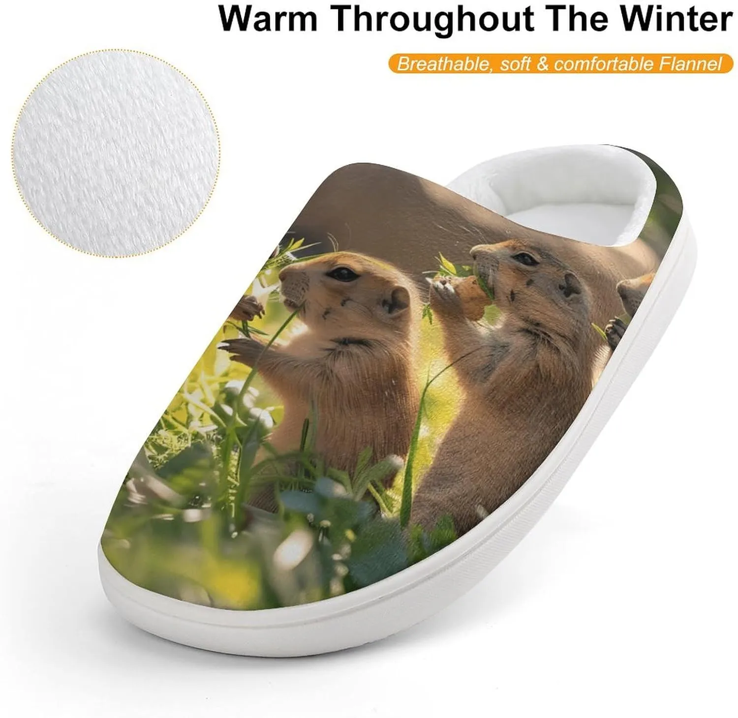 A Group of Prairie Dogs Cute Cotton Slippers Anti-Slip House Shoes Printed Slipper for Indoor Outdoor