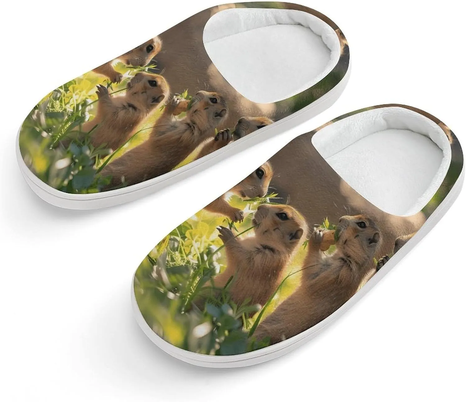 A Group of Prairie Dogs Cute Cotton Slippers Anti-Slip House Shoes Printed Slipper for Indoor Outdoor