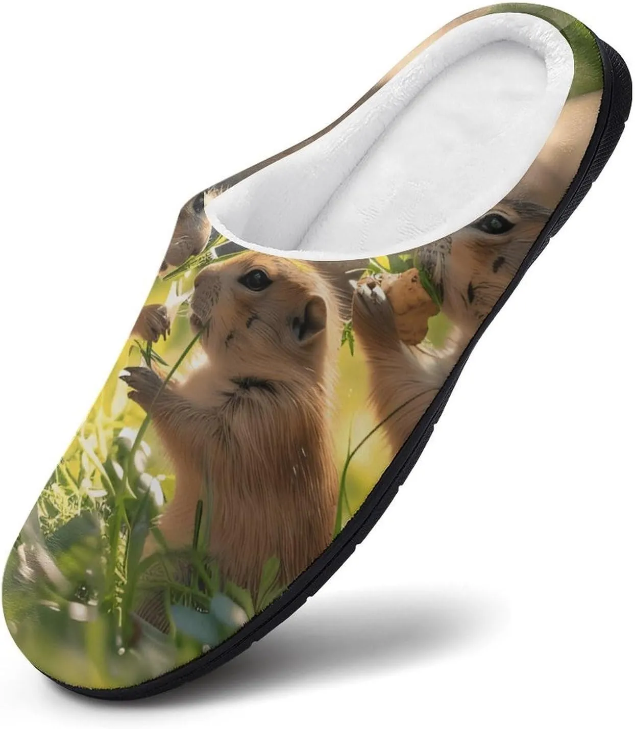 A Group of Prairie Dogs Printed Men's Cotton Slipper Shoes Soft Anti-Skid Sole Home Shoe for House Indoor Outdoor