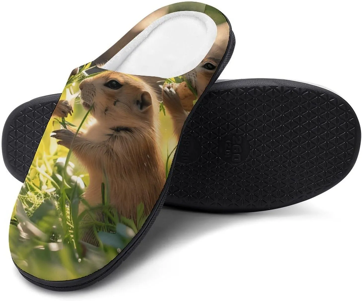 A Group of Prairie Dogs Printed Men's Cotton Slipper Shoes Soft Anti-Skid Sole Home Shoe for House Indoor Outdoor