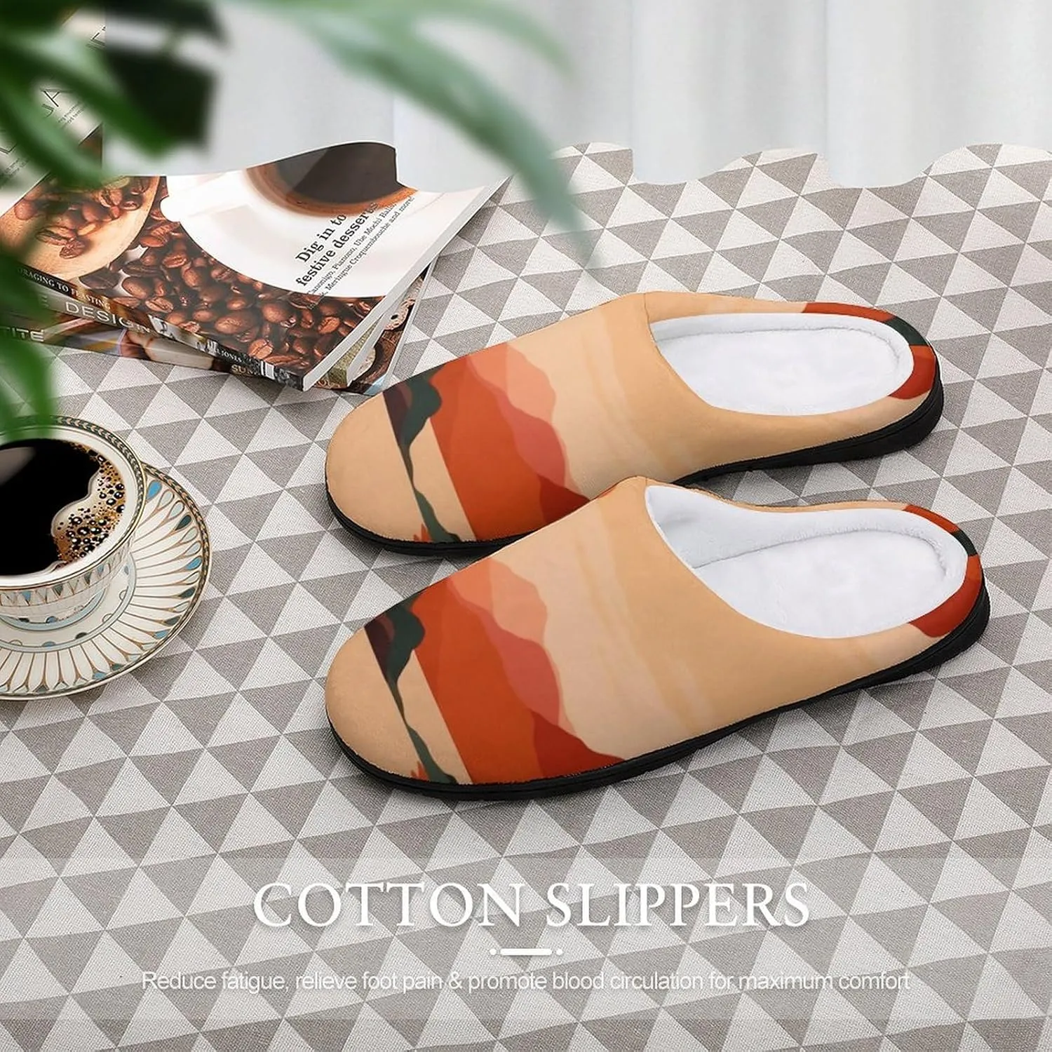 Abstract Painting Mountains Sunshine Women's Slipper Non Slip Comfortable Winter Warm Home House Shoes