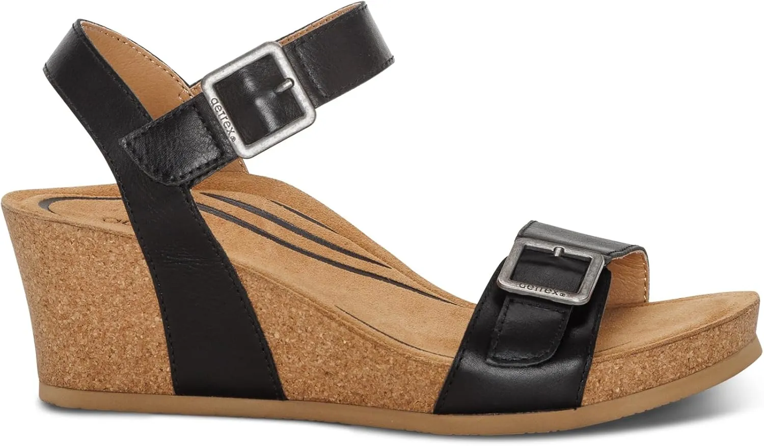 Aetrex Women's Lexa Orthopedic Adjustable Ankle Strap Arch Support Wedge Sandals