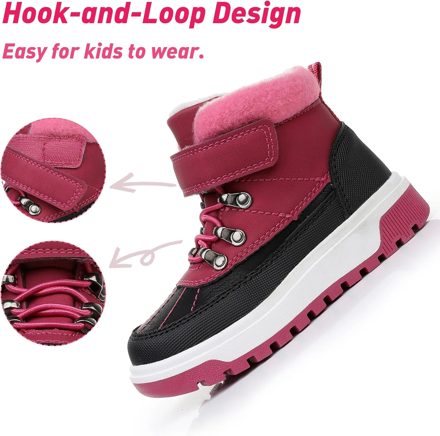 Ahannie Boys Girls Boots Toddler Kids Fall Winter Boots Water Resistant Outdoor Ankle Shoes(Toddler/Littler Kid)