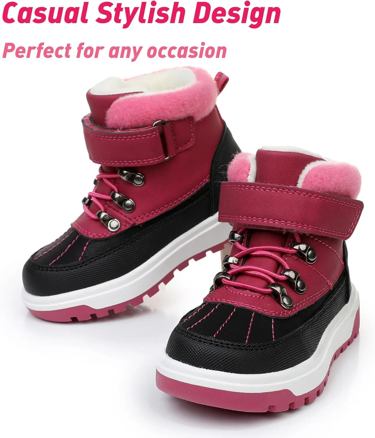 Ahannie Boys Girls Boots Toddler Kids Fall Winter Boots Water Resistant Outdoor Ankle Shoes(Toddler/Littler Kid)