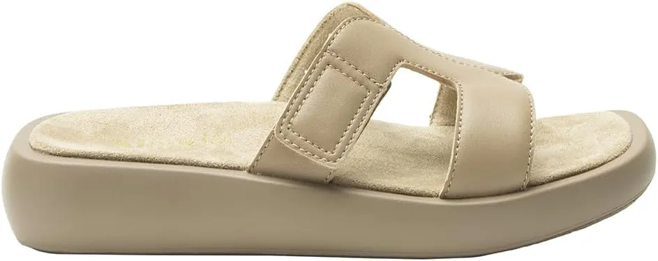 Alegria Women Portia Leather Square Toe Sandal Slide