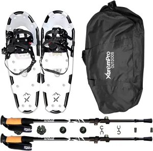 All Terrain Snowshoes with Trekking Poles,Lightweight Aluminum Snowshoes and Trekking Poles for Women/Men/Kids,Adjustable Ratchet Bindings and Carrying Tote Bag