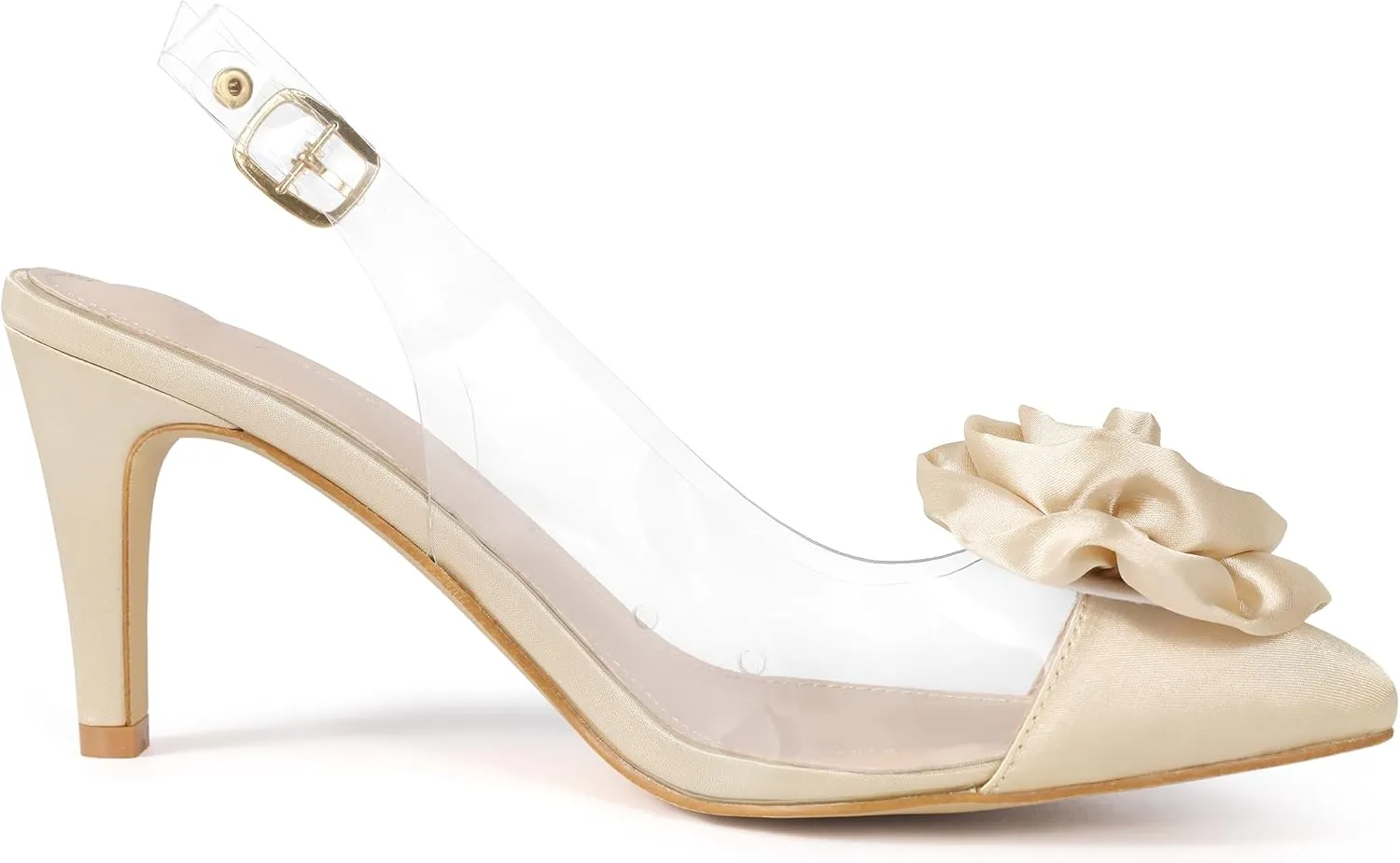 Allegra K Women's Clear Flower Stiletto Heel Sandals Pointed Toe Slingback Pumps