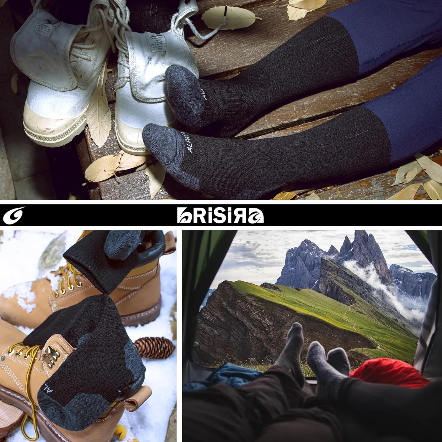 Alpaca Wool Hiking Socks 2 pairs for Men and Women,Thermal Warm Compression Padded Thick Winter Hunting Boot Socks