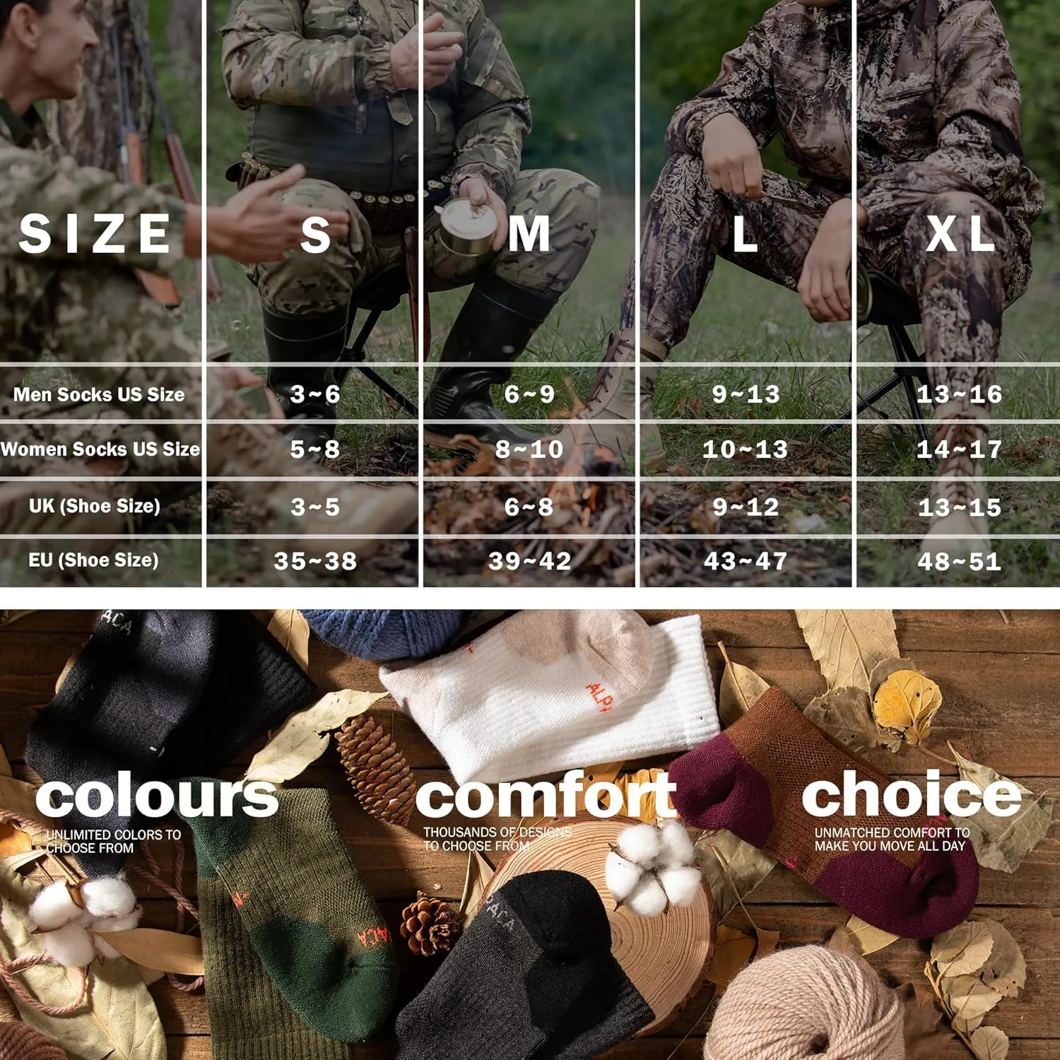 Alpaca Wool Hiking Socks 2 pairs for Men and Women,Thermal Warm Compression Padded Thick Winter Hunting Boot Socks