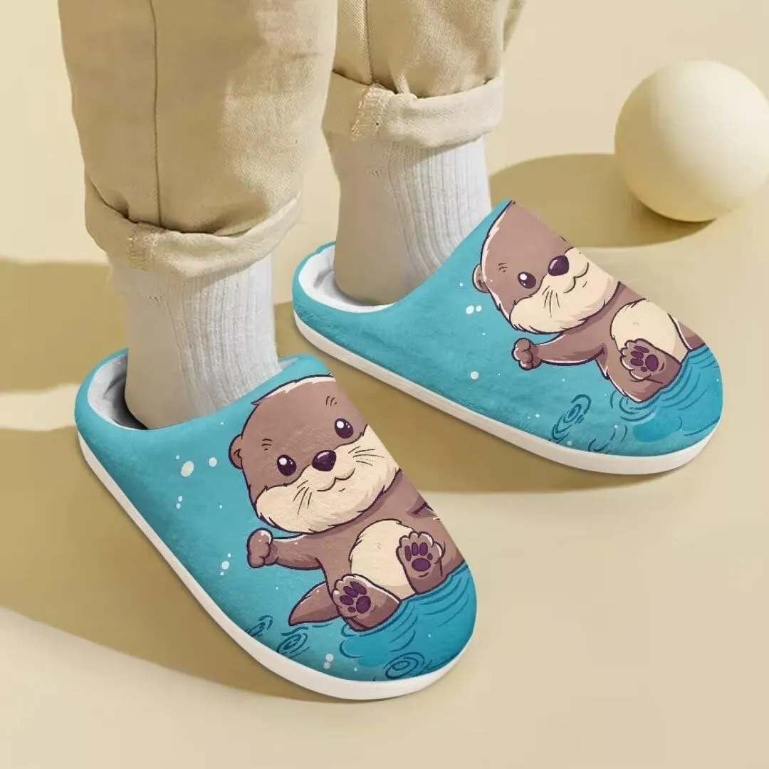 Animal Cotton Slippers for Kid Slip-On Slippers Fluffy Cozy Anti-Skid Outdoor Soft Plush Home Slipper for Kids