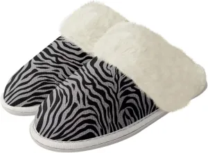Animal Skins Cotton Slipper for Women Warm Soft Breathable Fluffy Collar Slippers Non-Slip House Winter Slippers for Womens White US 5-6
