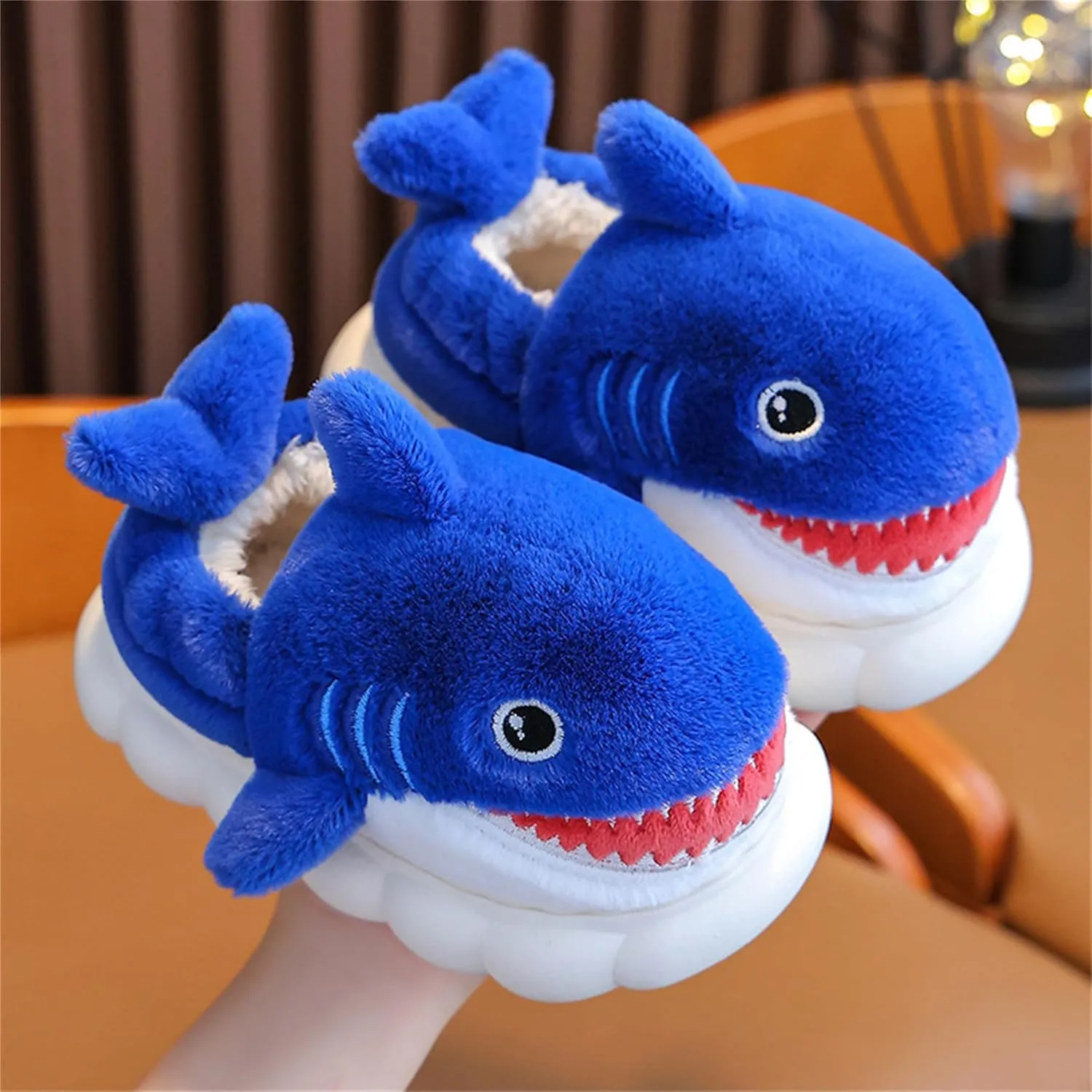 Animal slippers for Women Men Cute Shark Slippers Cozy adult home fuzzy cotton slippers