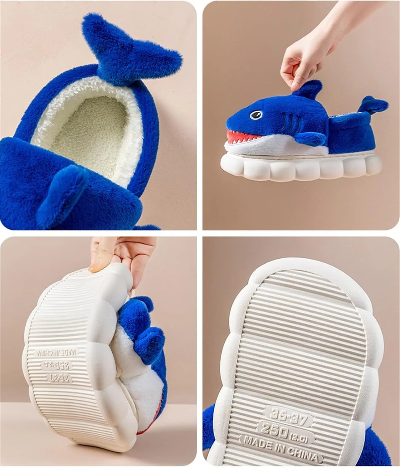 Animal slippers for Women Men Cute Shark Slippers Cozy adult home fuzzy cotton slippers