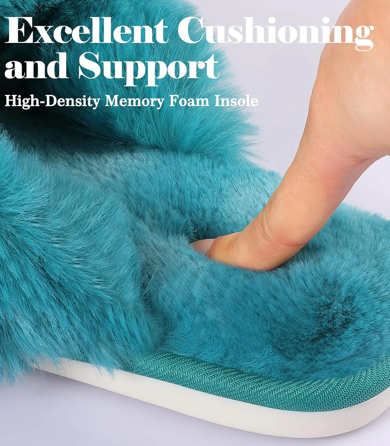 Ankis Womens Fuzzy Memory Foam Slippers Cross Band Cozy Plush Home Slippers Fluffy Furry Open Toe House Shoes Indoor Outdoor Slide Slipper