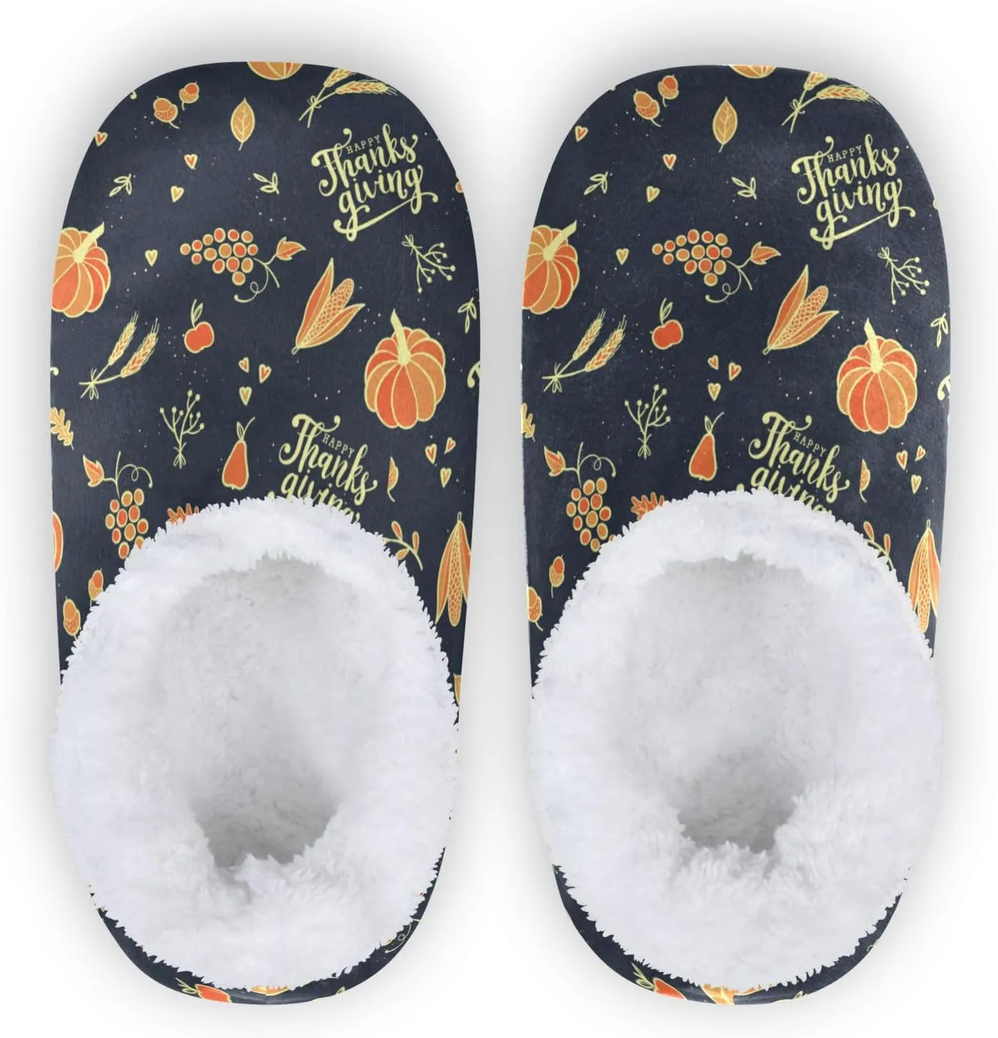 Autumn Pumpkin Acorn Home Winter Slippers Wheat Thanks Giving Spa Travel House Slipper Soft Memory Foam Slipper Non Slip for Women Men Hotel Bedroom Shoes Slippers M