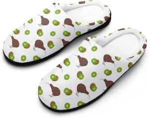 BAIKUTOUAN Kiwi Birds And Kiwi Fruits Women's Cotton Slippers Non Slip Soft Home Shoes For Bedroom Casual Spa