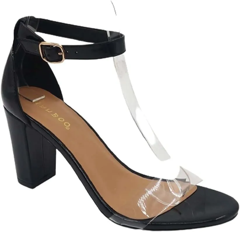BAMBOO Women's Mid Chunky Heel Sandal with Ankle Strap