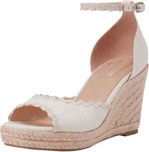 Bandolino Women's KENDRI Wedge Sandal, Ivory 150, 9.5