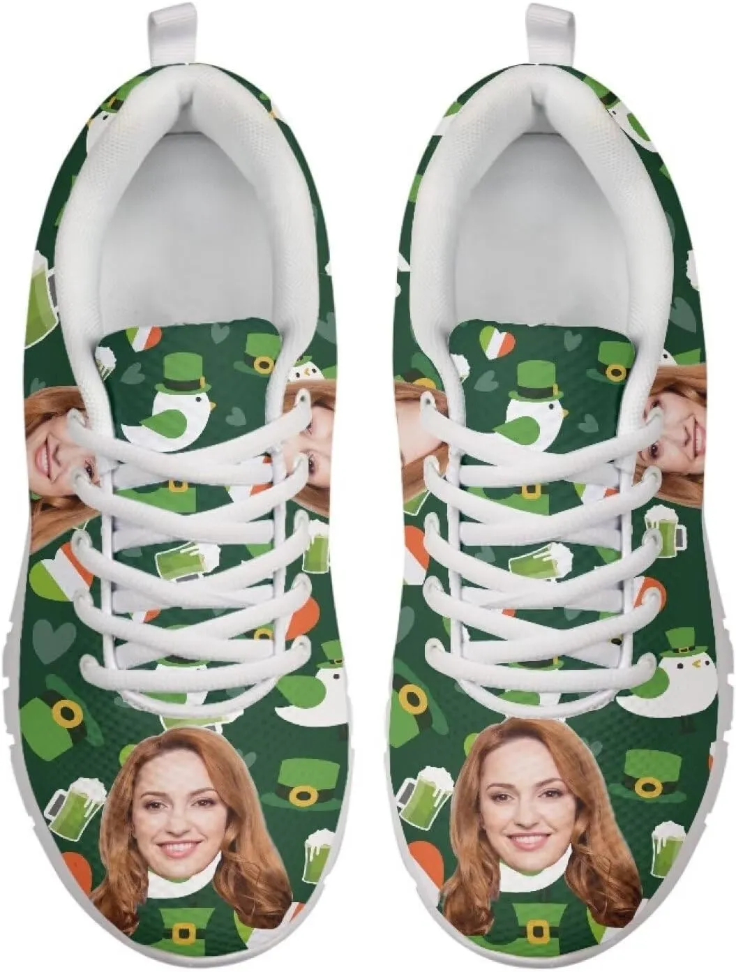 BIGCARJOB Women St Patrick Day Tennis Shoes Custom Design Face Sneakers Athletic Walking Shoes