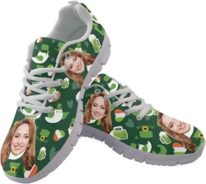 BIGCARJOB Women St Patrick Day Tennis Shoes Custom Design Face Sneakers Athletic Walking Shoes