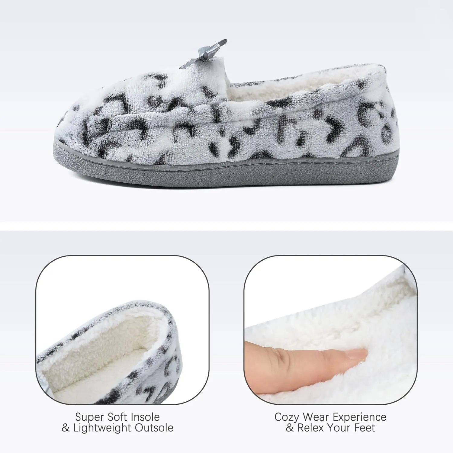 Bigwow Women's Fuzzy Moccasin Slippers Closed Back-Heel Memory Foam Non-Slip Warm Indoor Outdoor Shoes