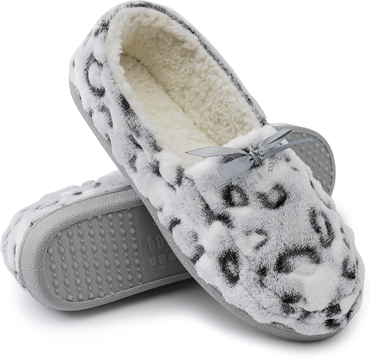 Bigwow Women's Fuzzy Moccasin Slippers Closed Back-Heel Memory Foam Non-Slip Warm Indoor Outdoor Shoes