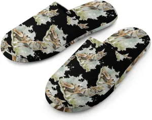 Black-Backed Jackal Wolf Cotton Slippers Fashion Slip on House Shoes Lightweight Slipper for Men