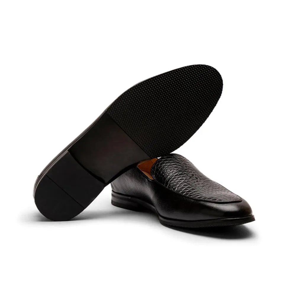 Black Belgian Milled   Croco Loafer