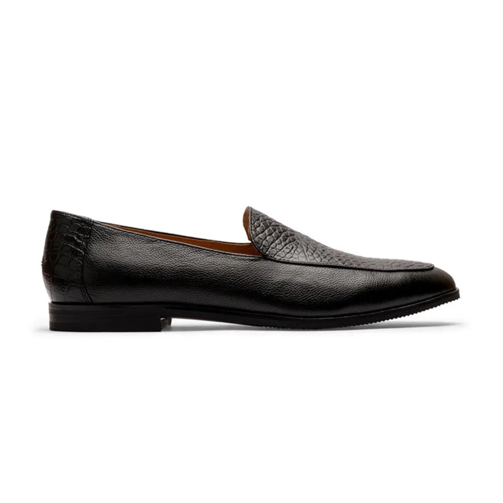 Black Belgian Milled   Croco Loafer