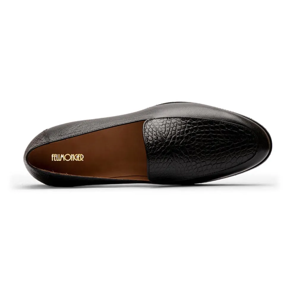 Black Belgian Milled   Croco Loafer