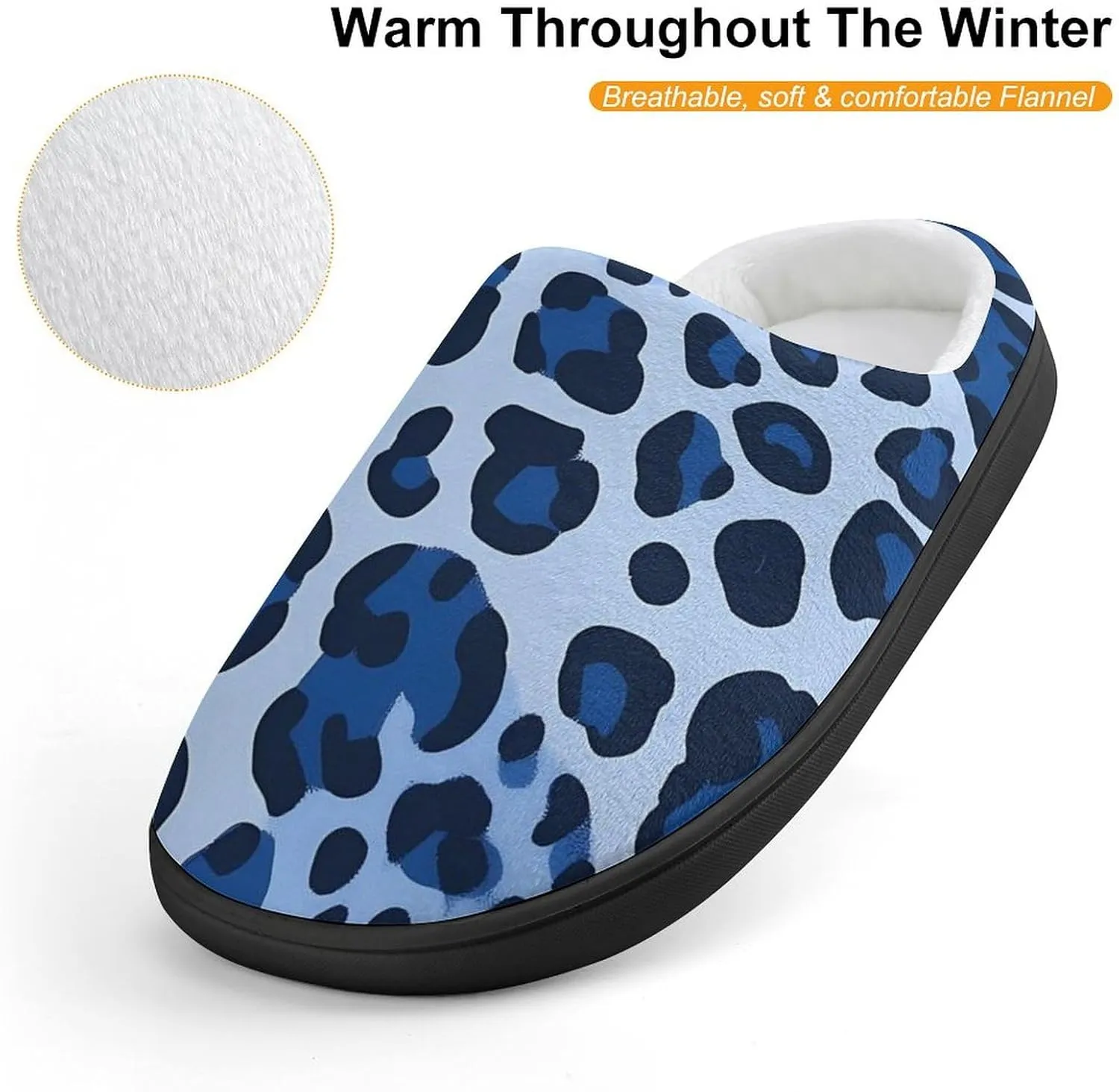 Blue Leopard Print Slippers Non-slip House Slippers Home Shoes Indoor Outdoor Slippers For Girls Boys