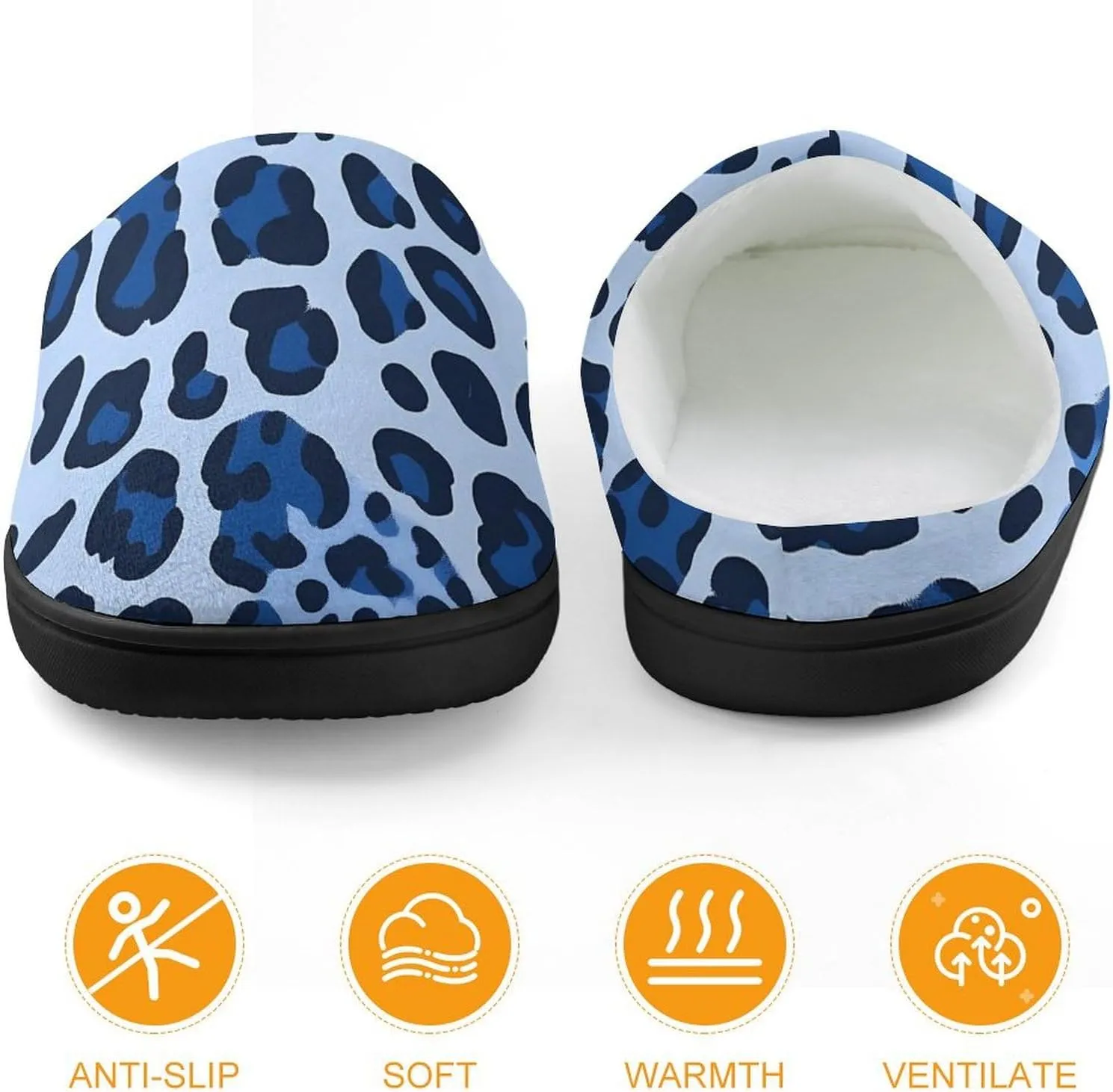 Blue Leopard Print Slippers Non-slip House Slippers Home Shoes Indoor Outdoor Slippers For Girls Boys