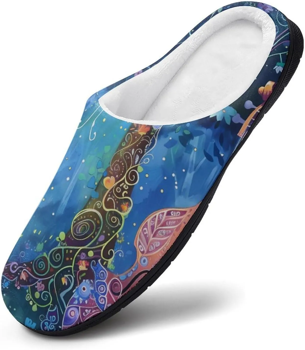 Blue Night Musicians Park Printed Men's Cotton Slipper Shoes Soft Anti-Skid Sole Home Shoe for House Indoor Outdoor
