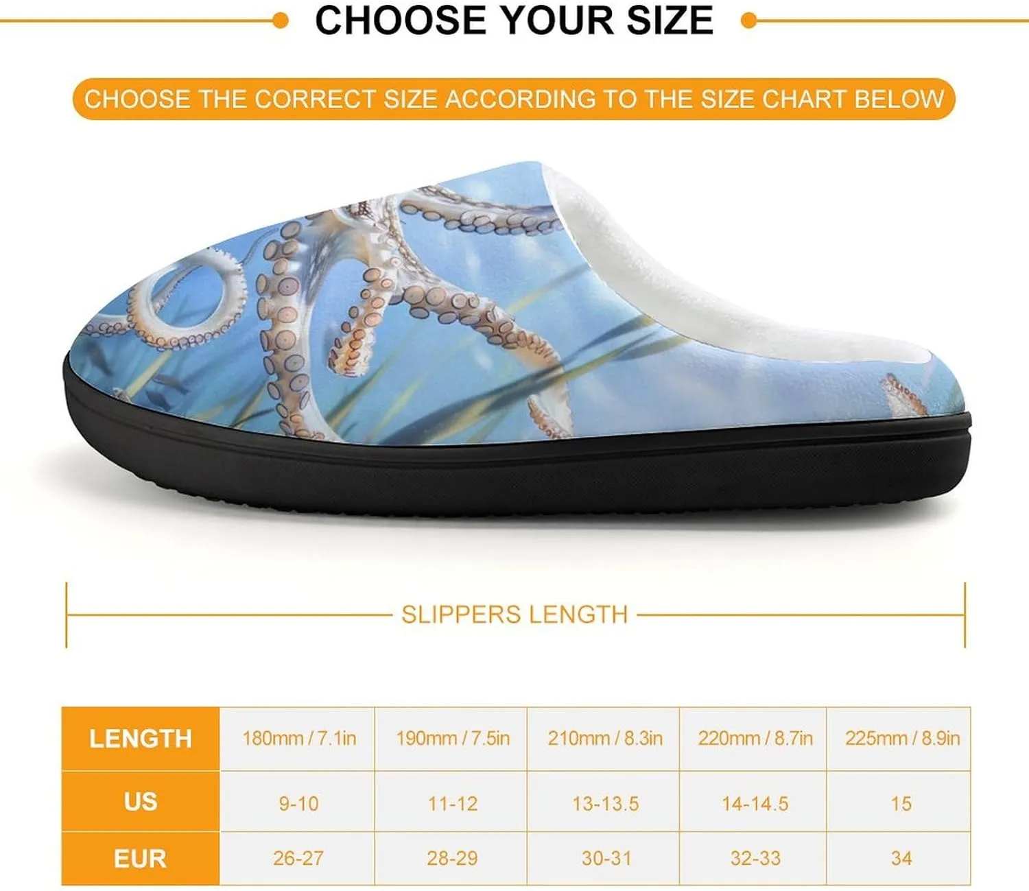 Blue Octopus Ocean Octopus Kids Toddler Cotton Slippers Slip-on House Shoes for Bedroom Indoor Outdoor