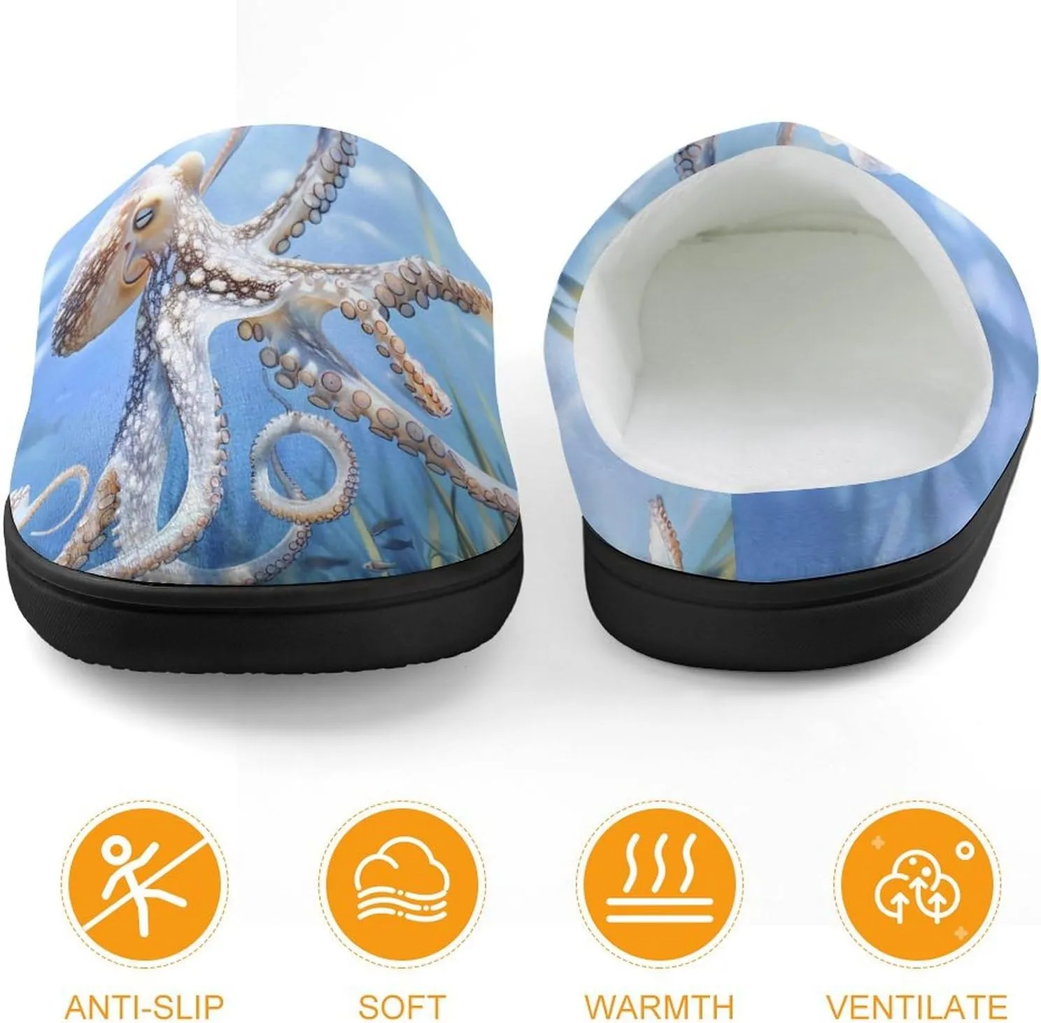 Blue Octopus Ocean Octopus Kids Toddler Cotton Slippers Slip-on House Shoes for Bedroom Indoor Outdoor