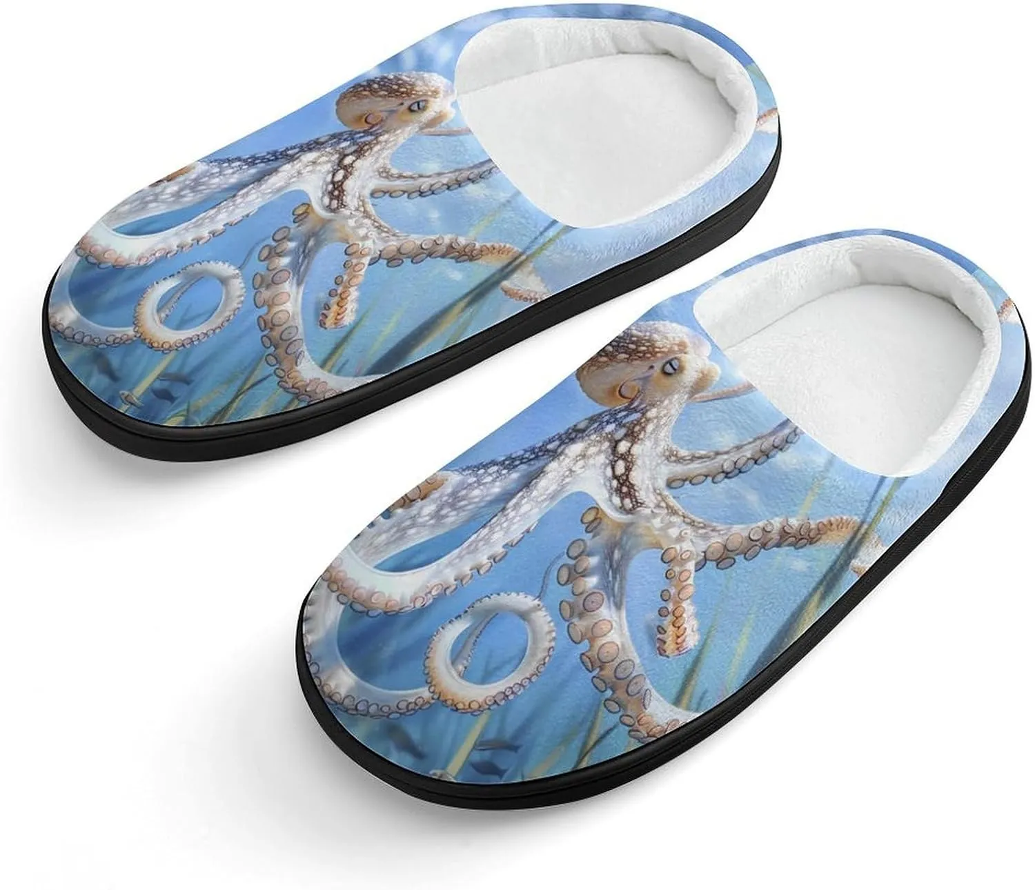 Blue Octopus Ocean Octopus Kids Toddler Cotton Slippers Slip-on House Shoes for Bedroom Indoor Outdoor