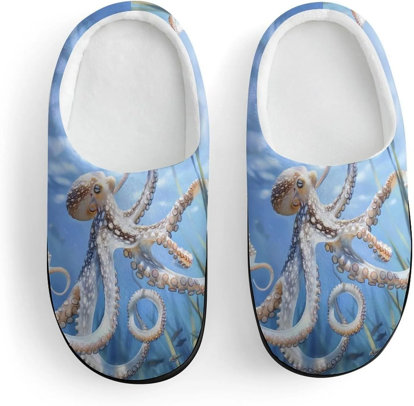 Blue Octopus Ocean Octopus Kids Toddler Cotton Slippers Slip-on House Shoes for Bedroom Indoor Outdoor