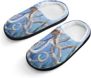 Blue Octopus Ocean Octopus Kids Toddler Cotton Slippers Slip-on House Shoes for Bedroom Indoor Outdoor