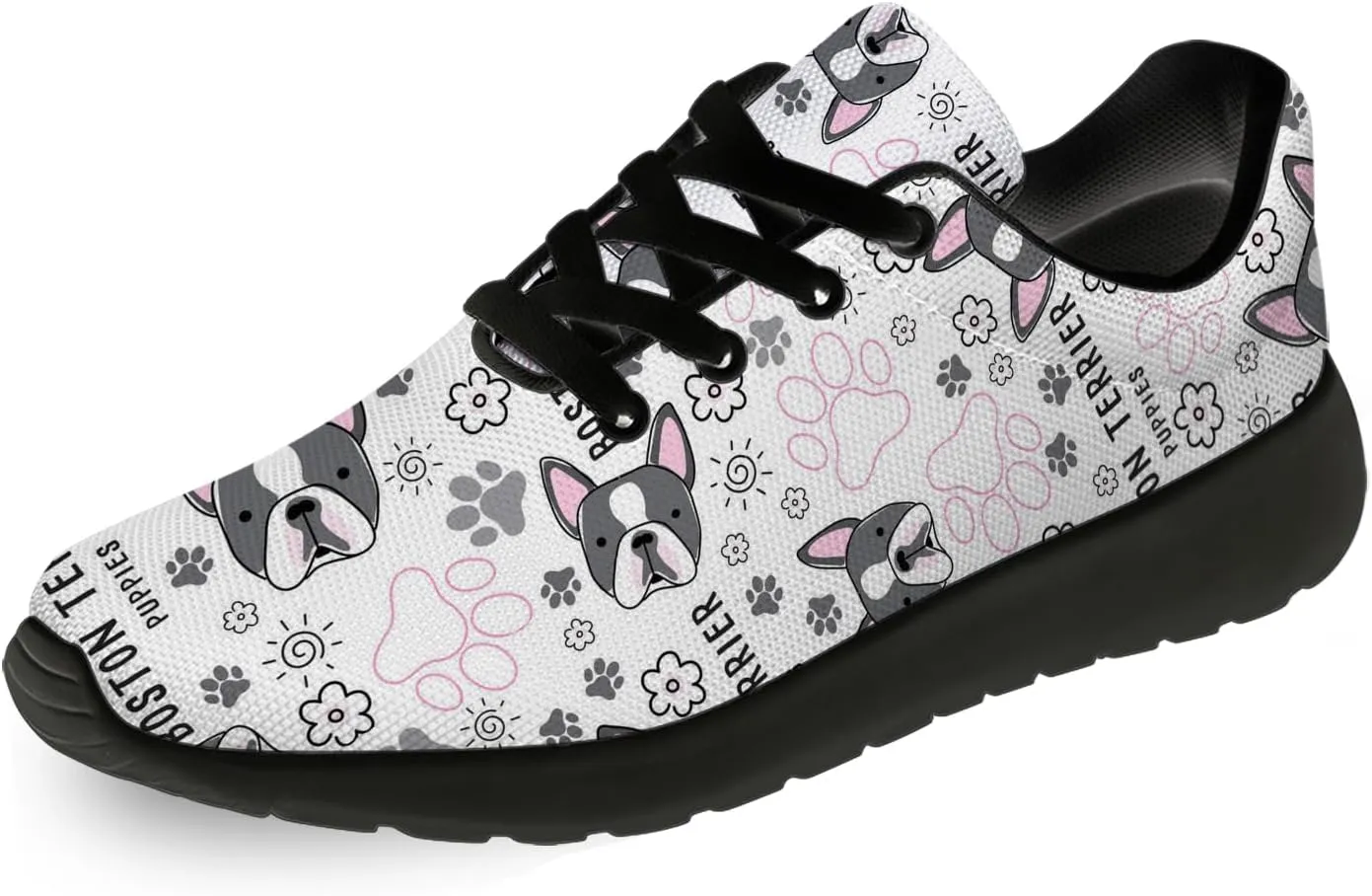 Boston Terrier Print Running Shoes for Women Men Tennis Walking 3D Print Sneakers Gifts for Mom Dad