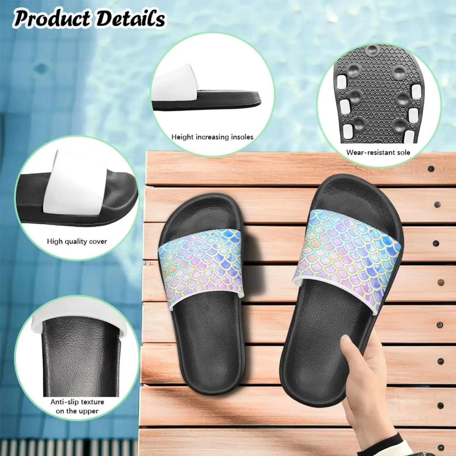 Boys Girls Slide Sandals Comfort Beach Pool Shower Slippers Indoor Outdoor Little Kid/Big Kid