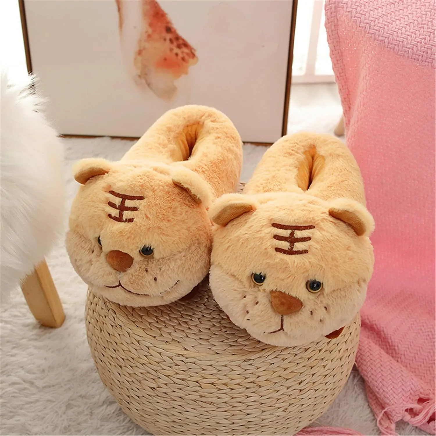 Brand Women's Plush Winter Slippers - Warm, Anti-Slip, Cotton