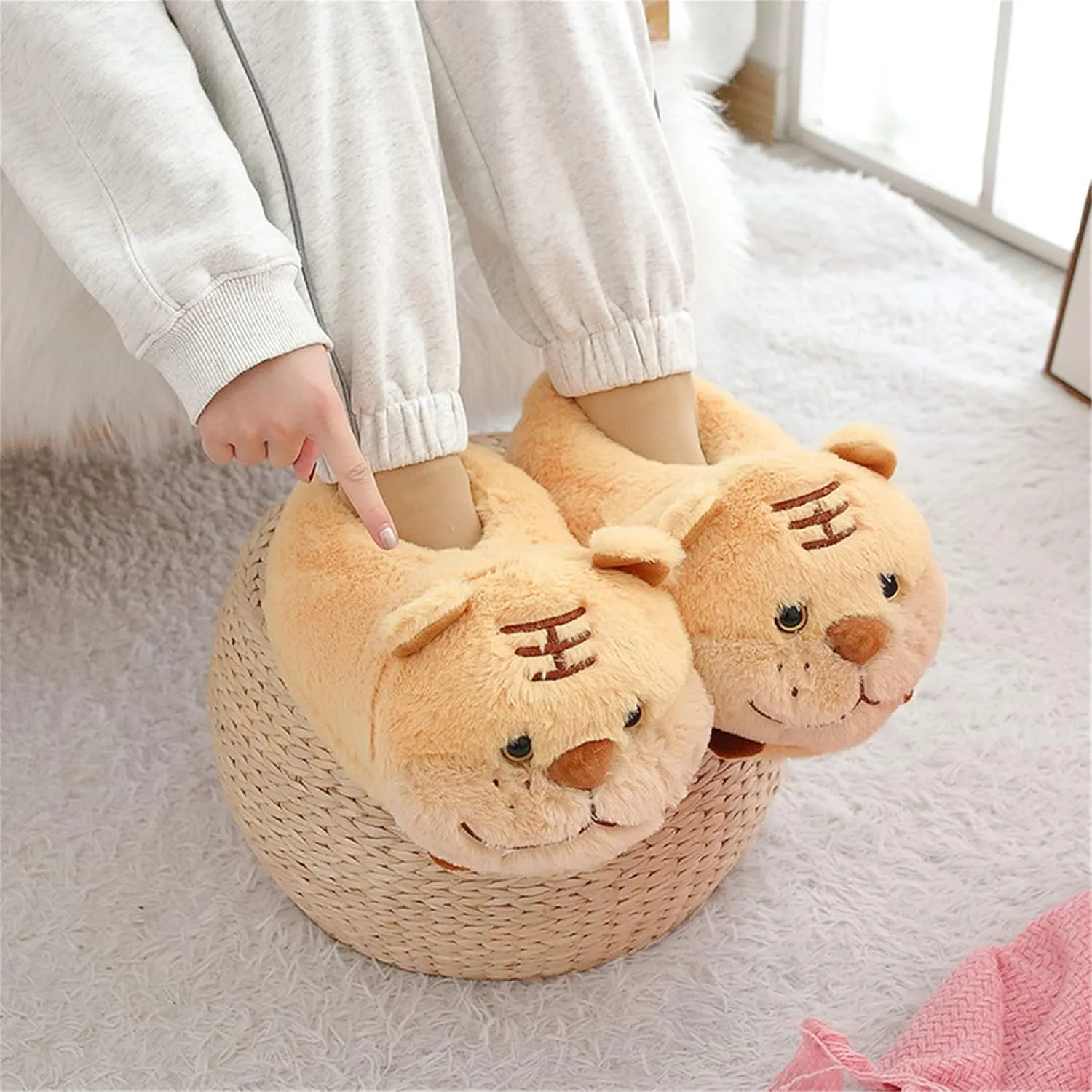 Brand Women's Plush Winter Slippers - Warm, Anti-Slip, Cotton